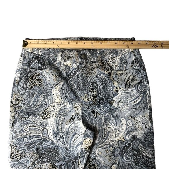 Chico's NWT Feathered Paisley Girlfriend Slim Leg Ankle Jeans Size 0 - Picture 9 of 11